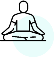 Icon depicting the meditation Yoga pose, sitting crossed legged