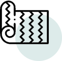 Icon depicting a yoga mat half rolled up