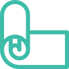 Icon depicting a yoga mat half rolled up