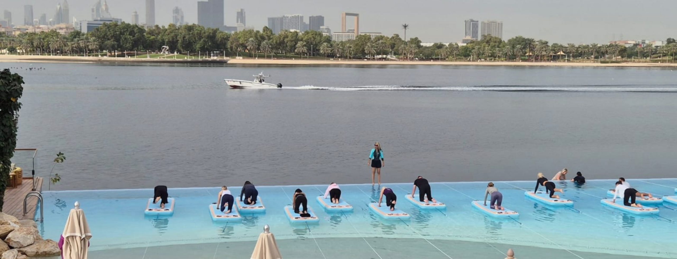 Floating sound healing session in Dubai with crystal bowls and relaxing water experience